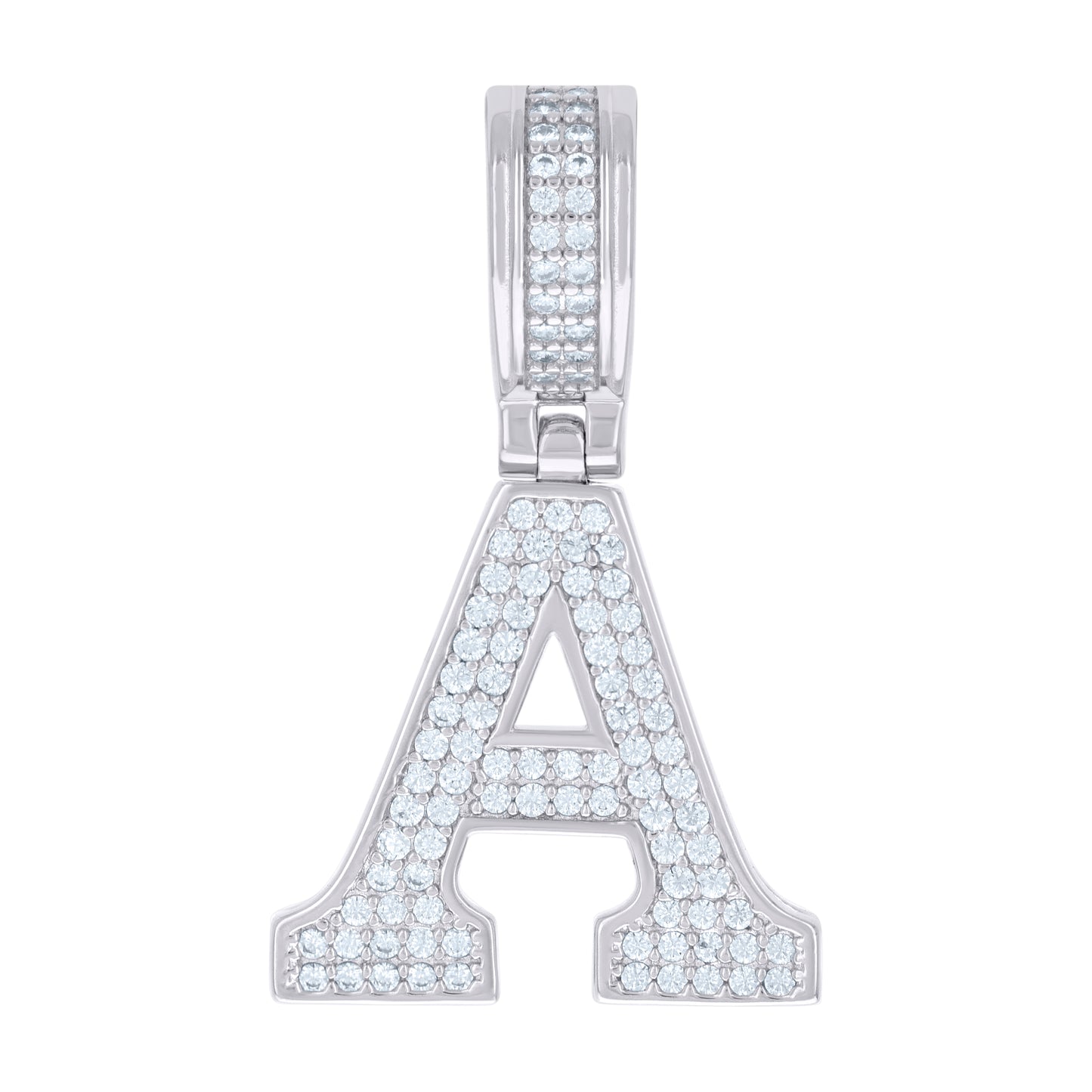 Sterling Silver Or Yellow-tone Unisex Cubic-Zirconia Initial Letter Charm Pendant