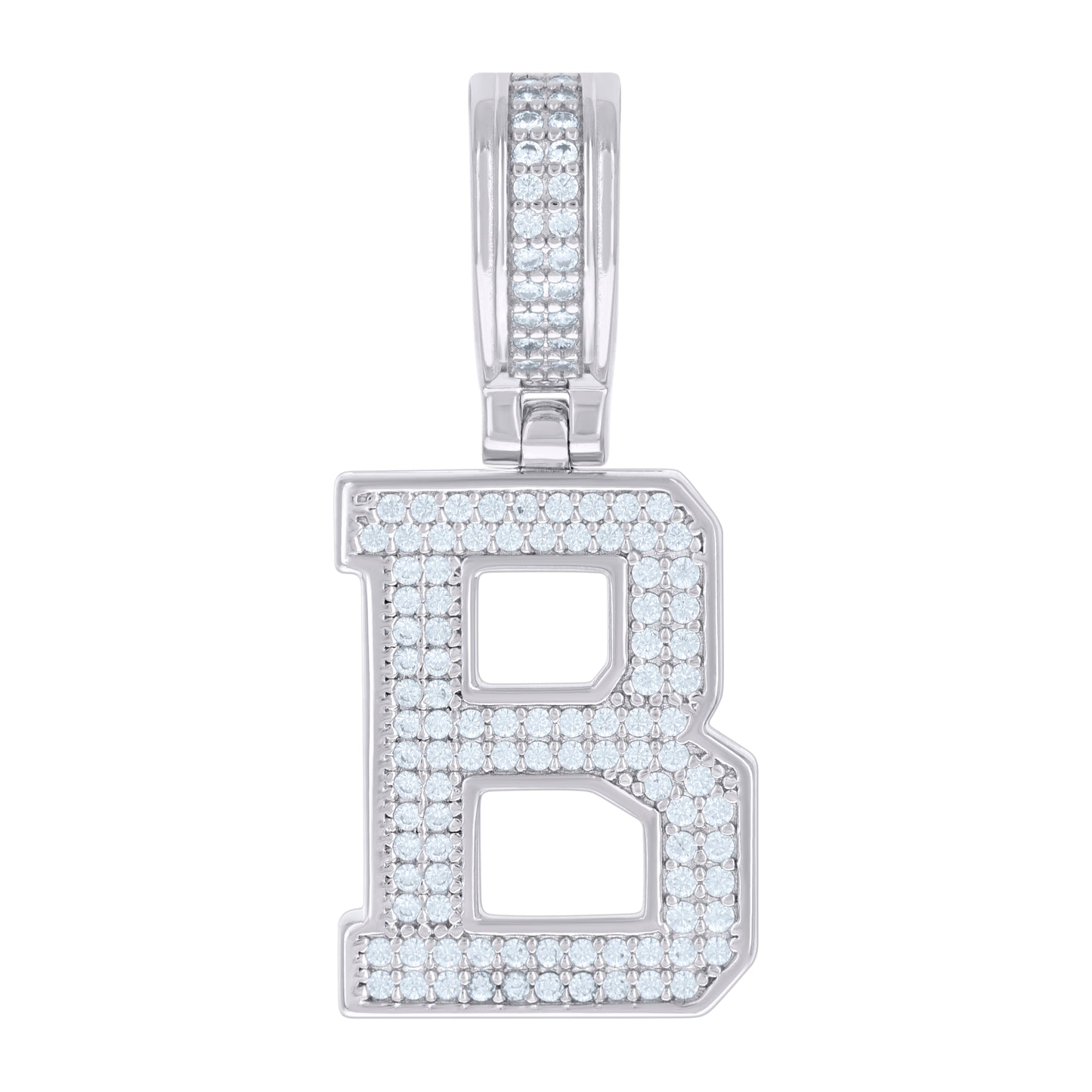 Sterling Silver Or Yellow-tone Unisex Cubic-Zirconia Initial Letter Charm Pendant