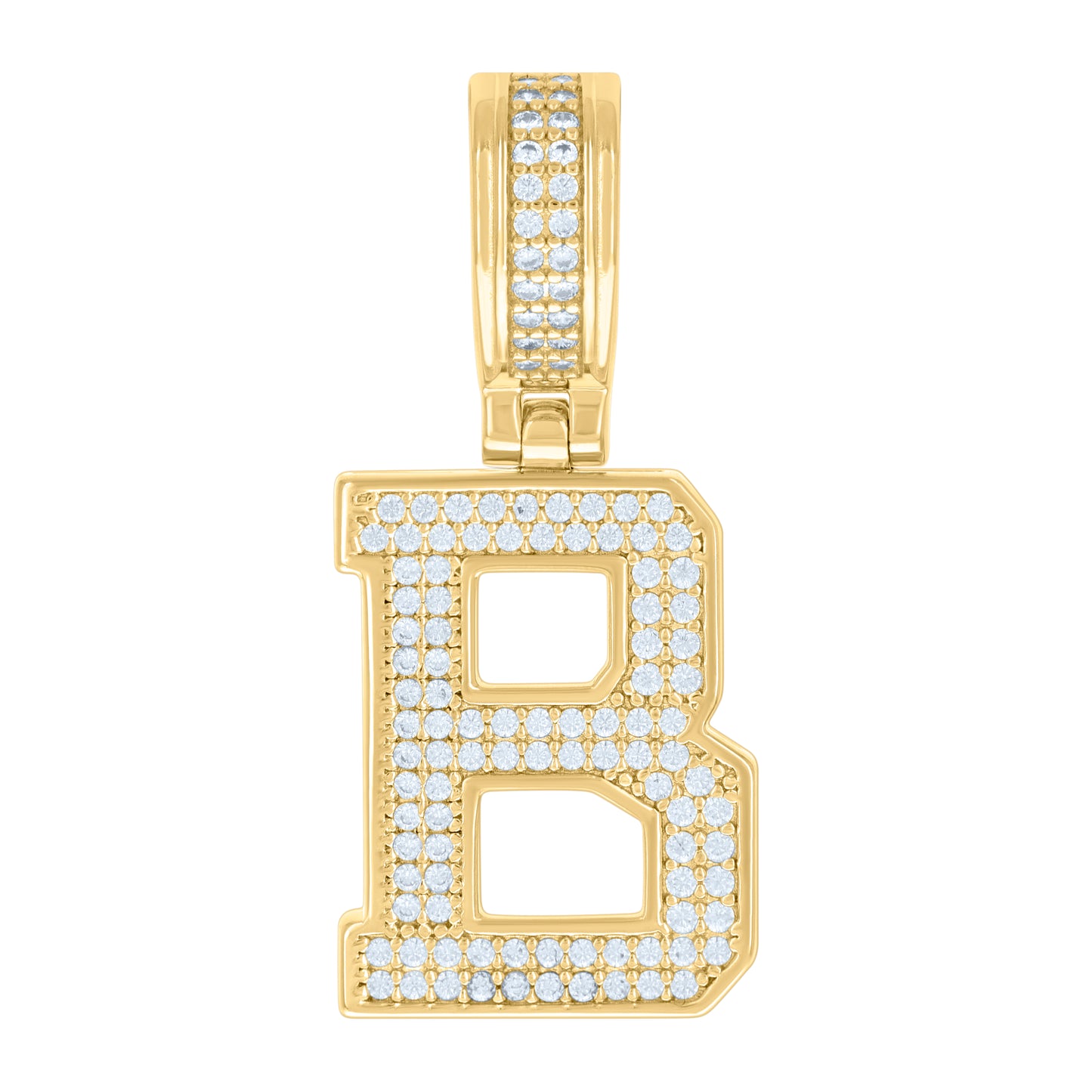 Sterling Silver Or Yellow-tone Unisex Cubic-Zirconia Initial Letter Charm Pendant