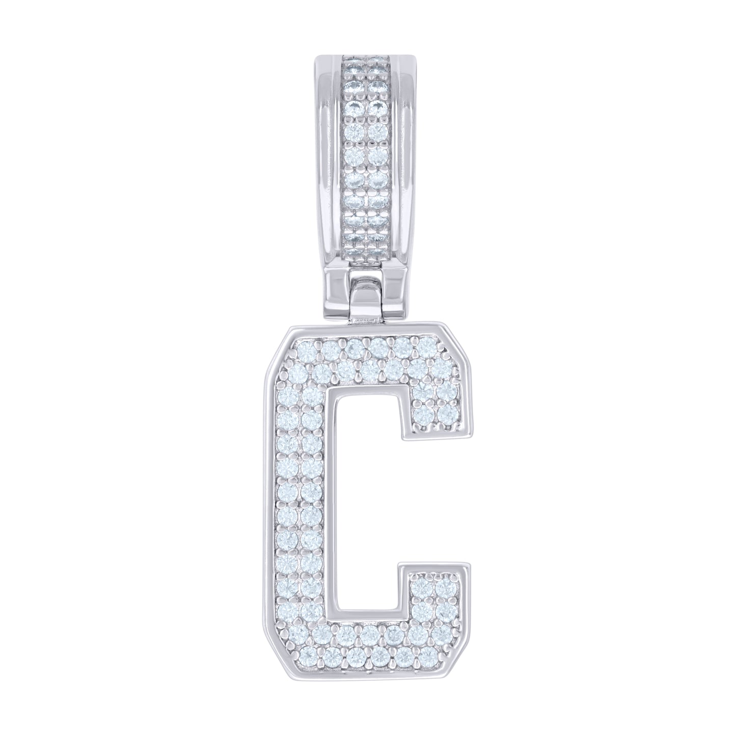 Sterling Silver Or Yellow-tone Unisex Cubic-Zirconia Initial Letter Charm Pendant