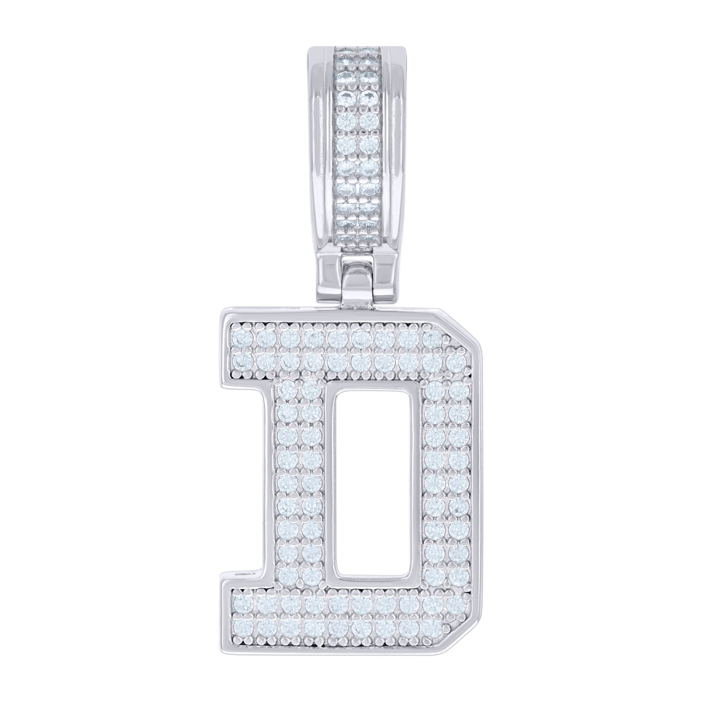 Sterling Silver Or Yellow-tone Unisex Cubic-Zirconia Initial Letter Charm Pendant