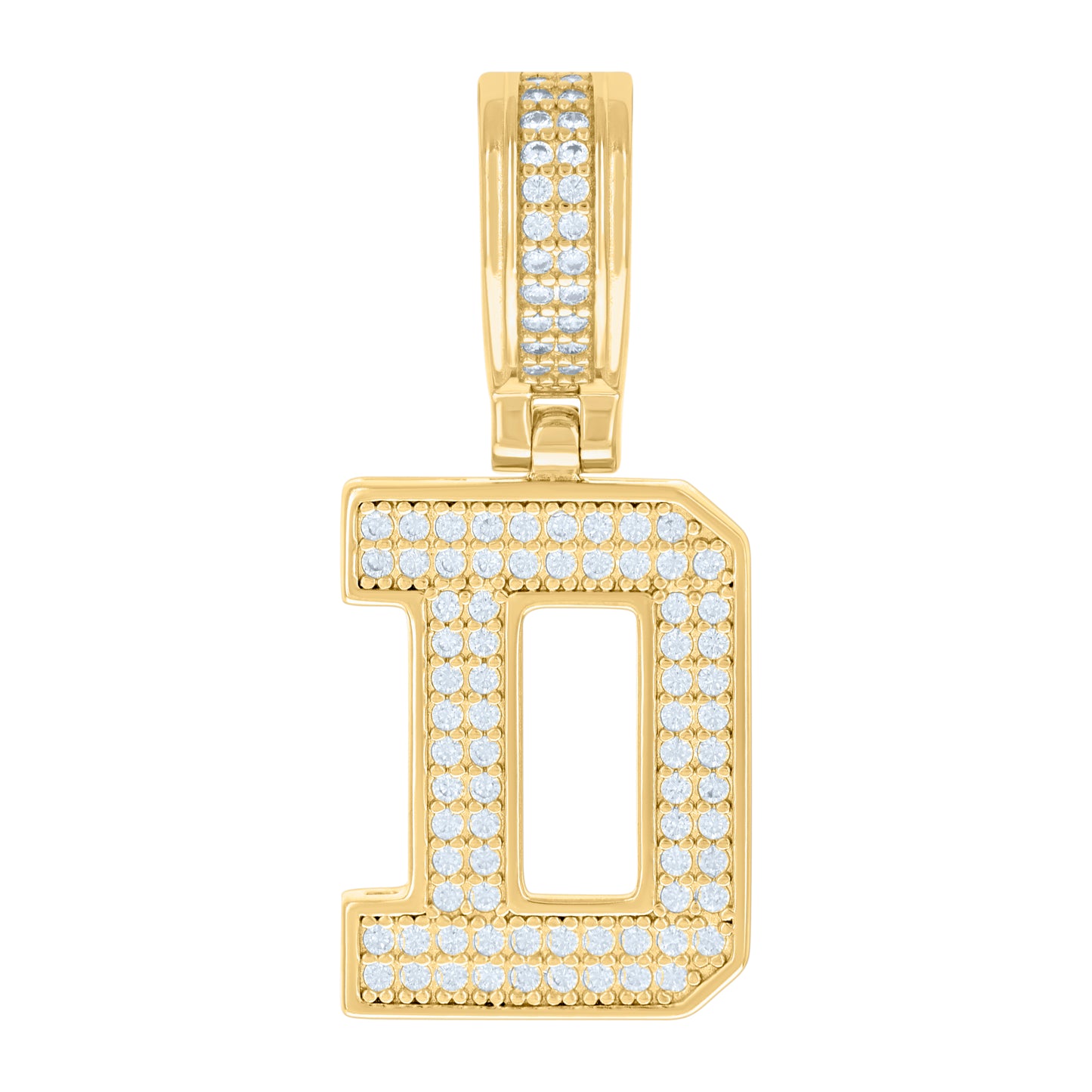 Sterling Silver Or Yellow-tone Unisex Cubic-Zirconia Initial Letter Charm Pendant