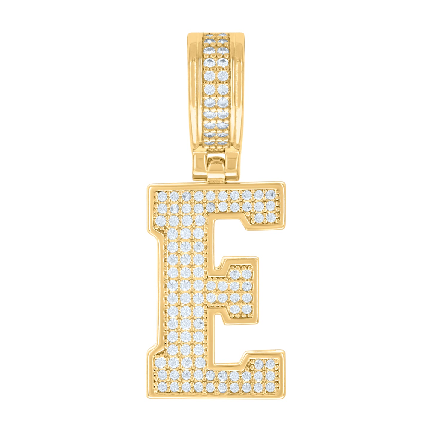 Sterling Silver Or Yellow-tone Unisex Cubic-Zirconia Initial Letter Charm Pendant