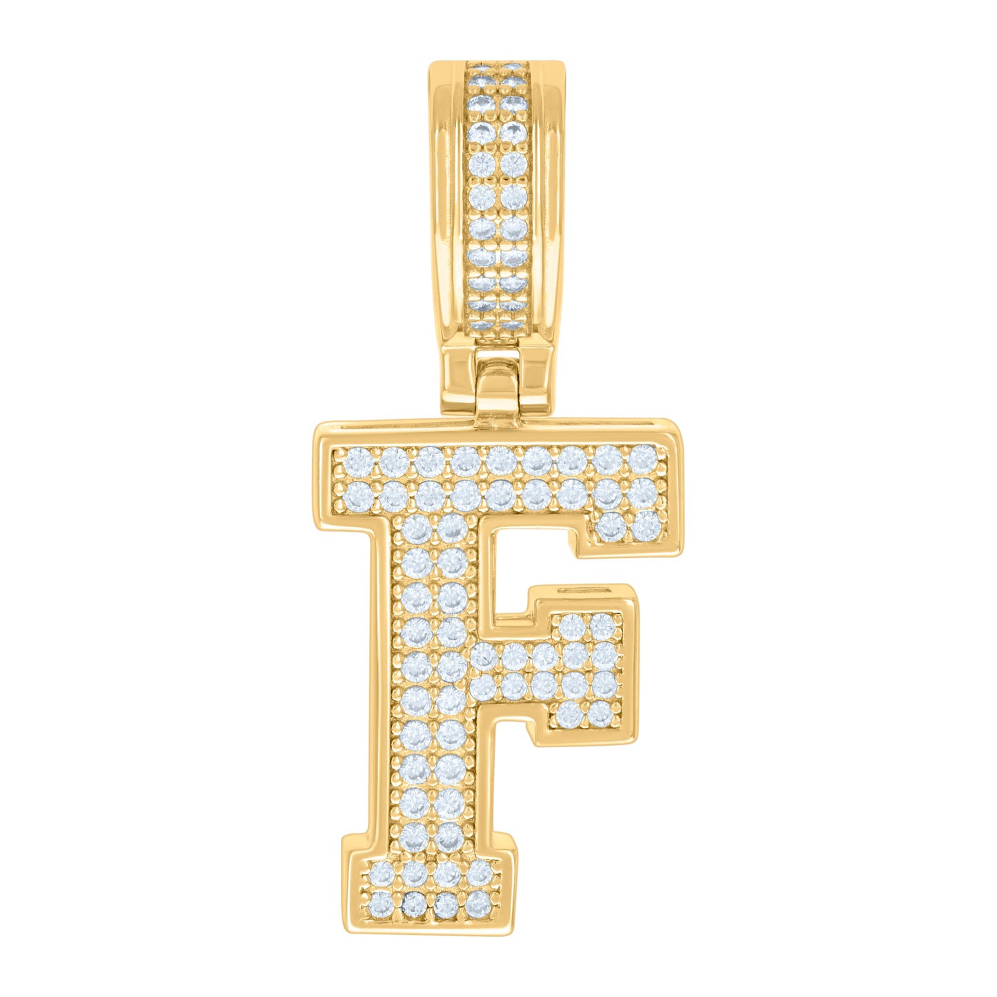 Sterling Silver Or Yellow-tone Unisex Cubic-Zirconia Initial Letter Charm Pendant