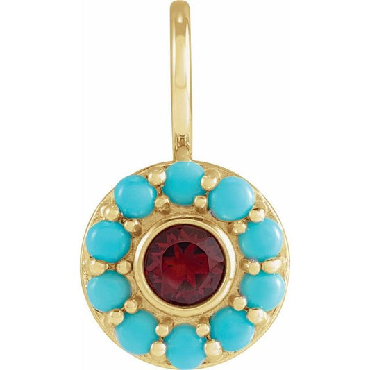 14K Yellow Gold Round  4 Mm  Polished Natural Gemtone Halo-Style Charm/Pendant
