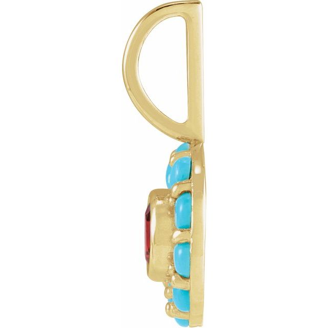 14K Yellow Gold Round  4 Mm  Polished Natural Gemtone Halo-Style Charm/Pendant