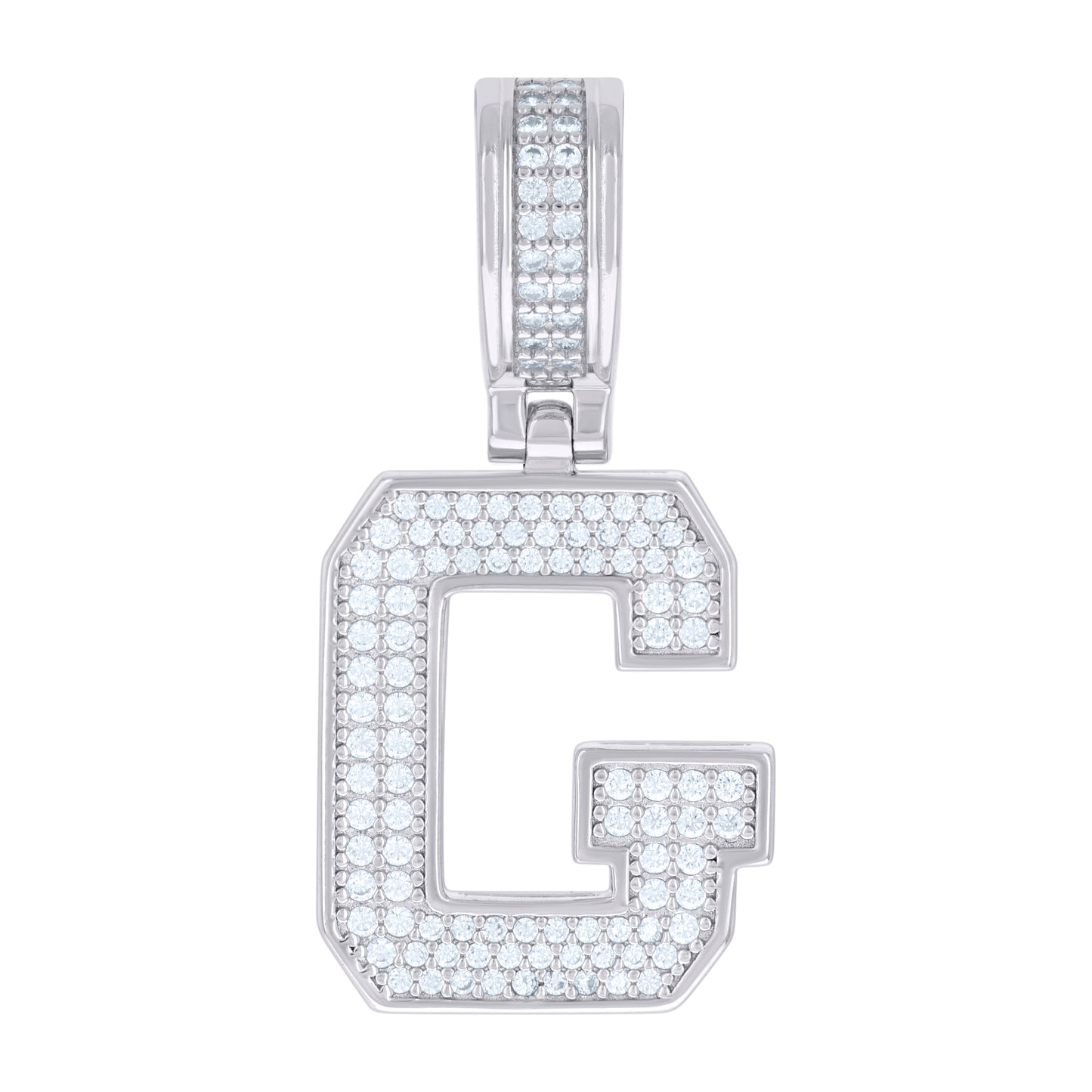 Sterling Silver Or Yellow-tone Unisex Cubic-Zirconia Initial Letter Charm Pendant