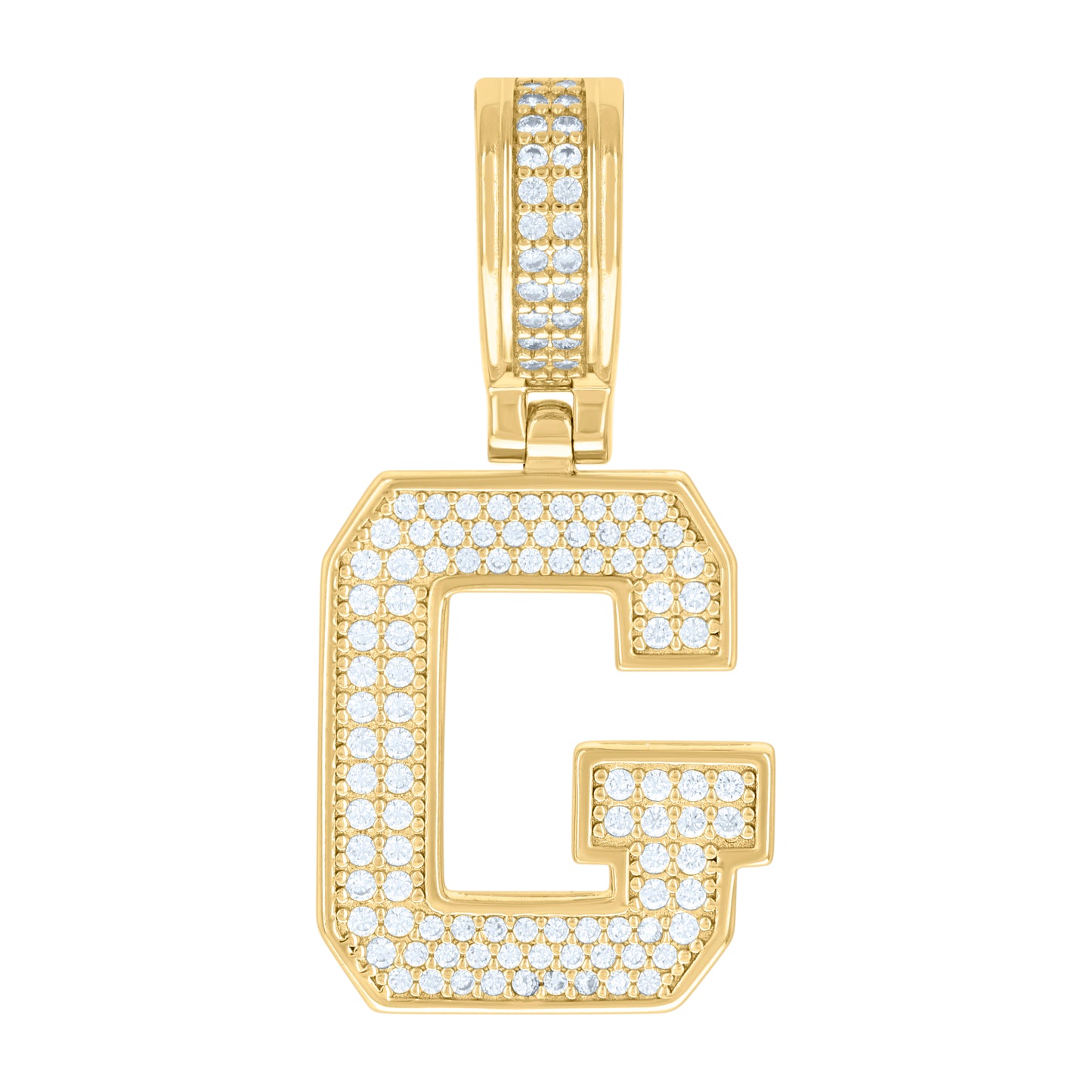 Sterling Silver Or Yellow-tone Unisex Cubic-Zirconia Initial Letter Charm Pendant