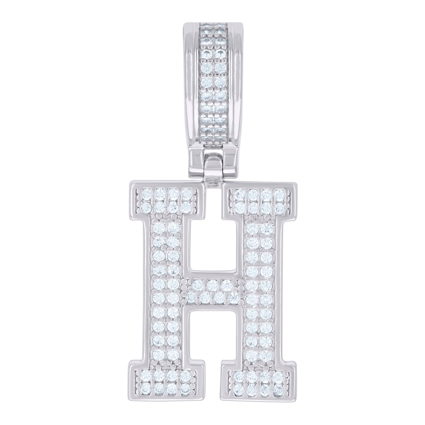 Sterling Silver Or Yellow-tone Unisex Cubic-Zirconia Initial Letter Charm Pendant