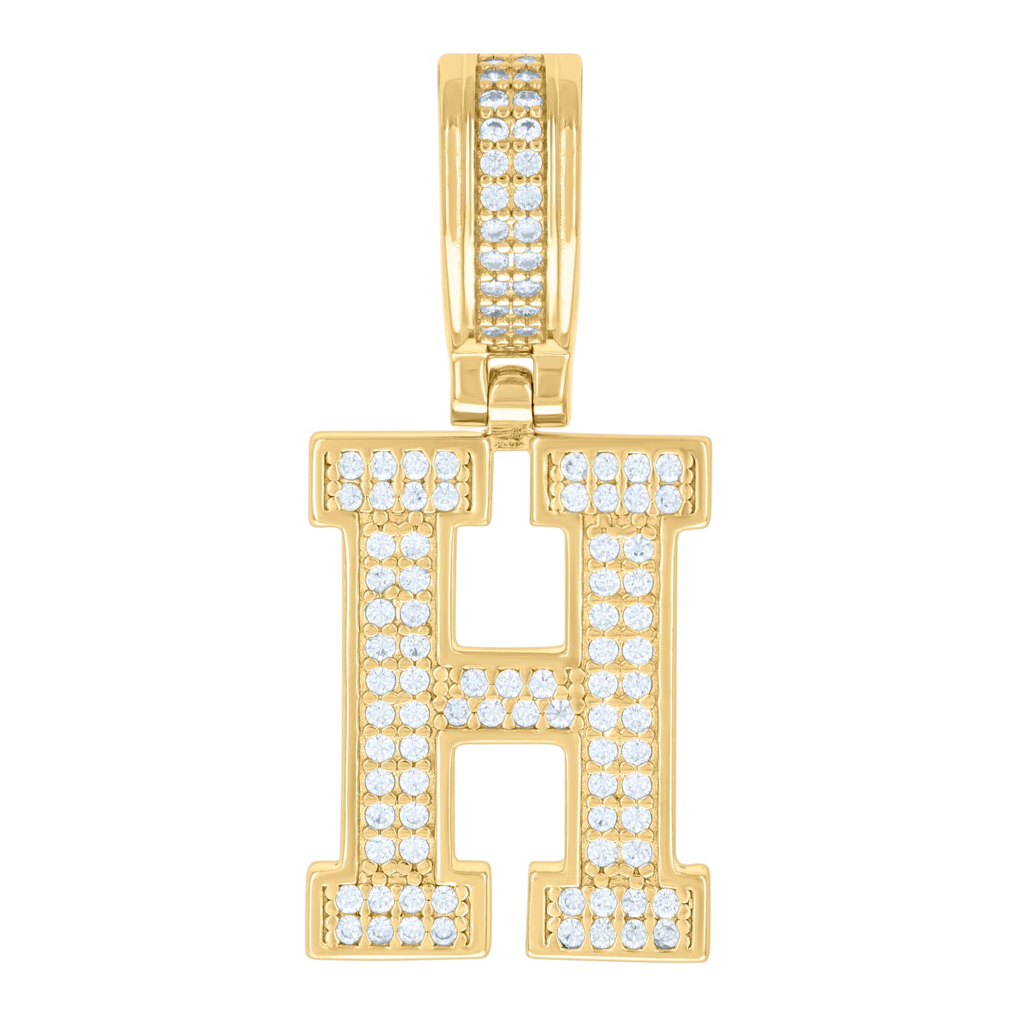 Sterling Silver Or Yellow-tone Unisex Cubic-Zirconia Initial Letter Charm Pendant