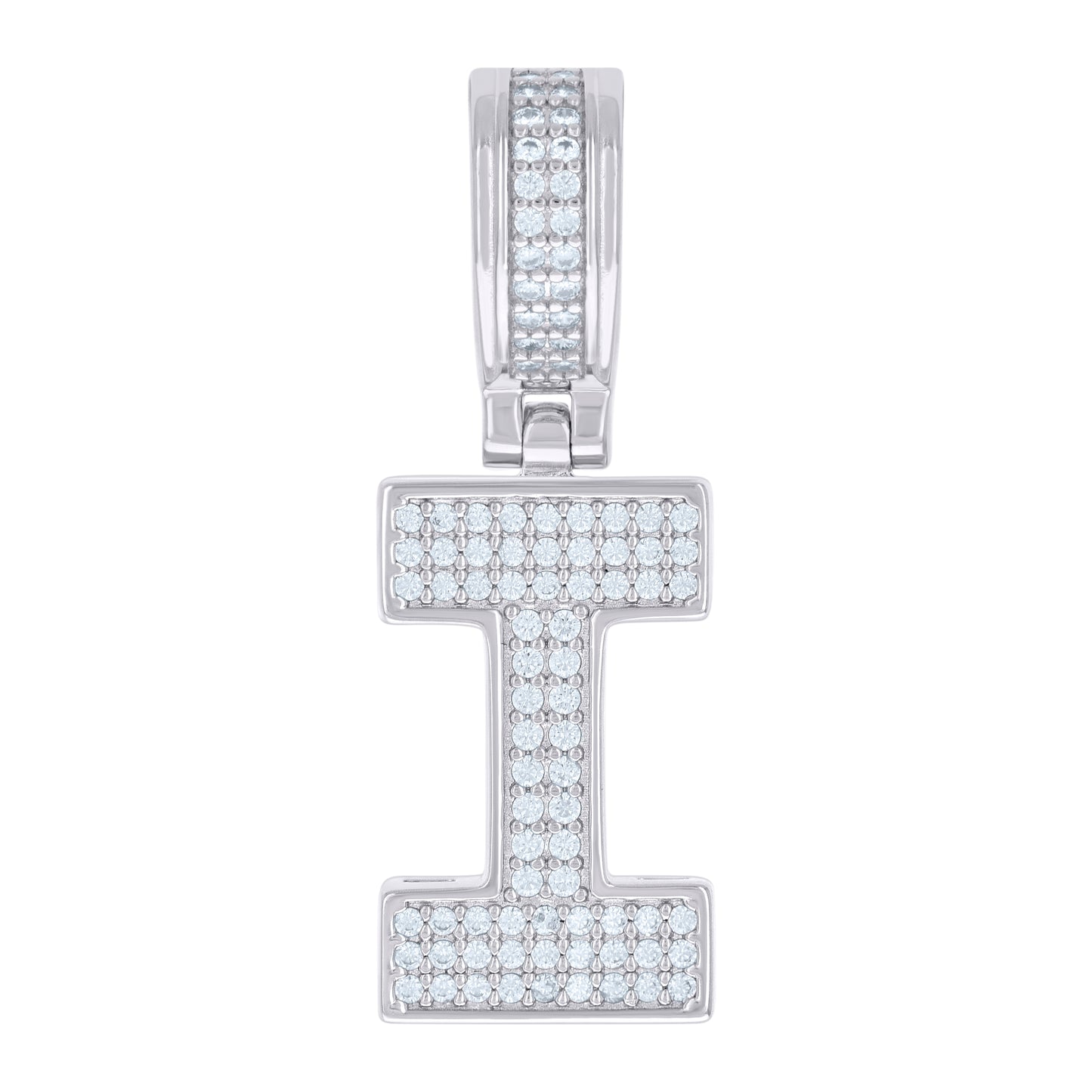 Sterling Silver Or Yellow-tone Unisex Cubic-Zirconia Initial Letter Charm Pendant