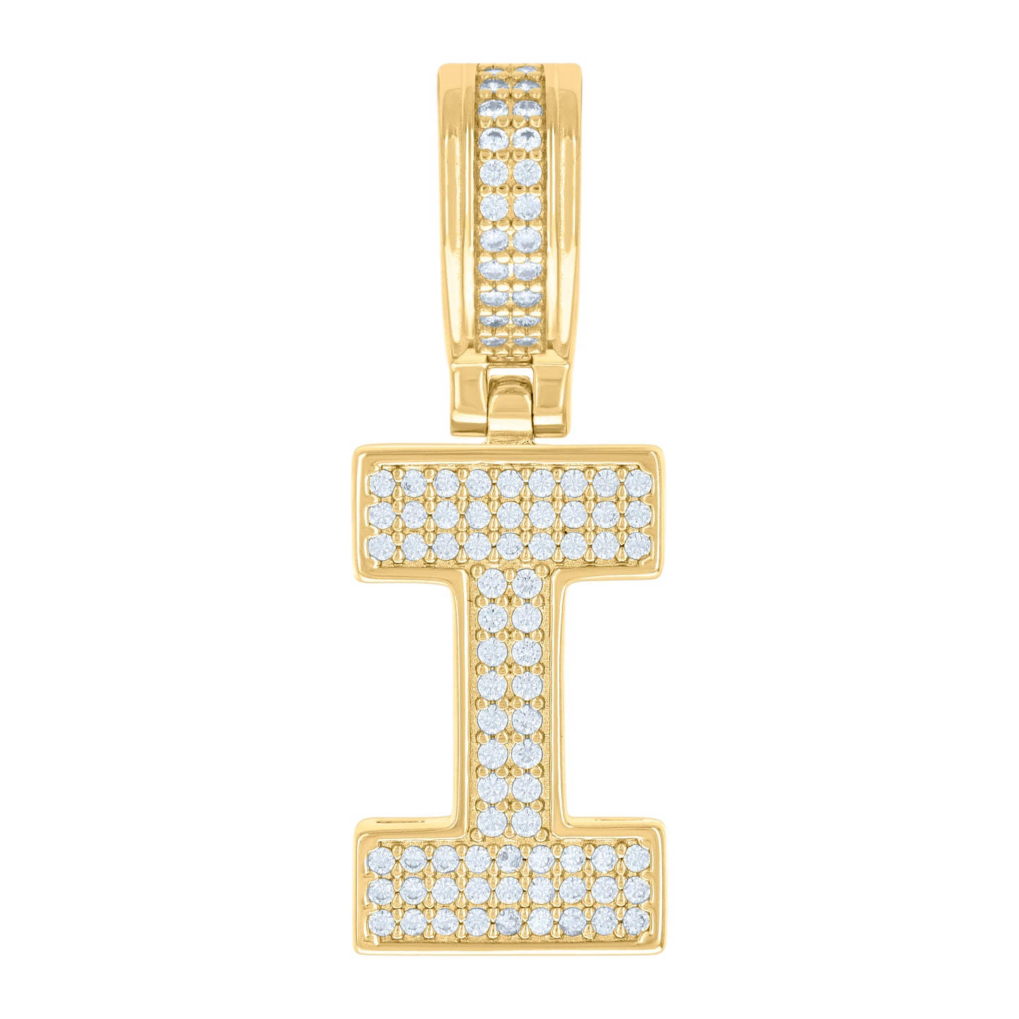 Sterling Silver Or Yellow-tone Unisex Cubic-Zirconia Initial Letter Charm Pendant
