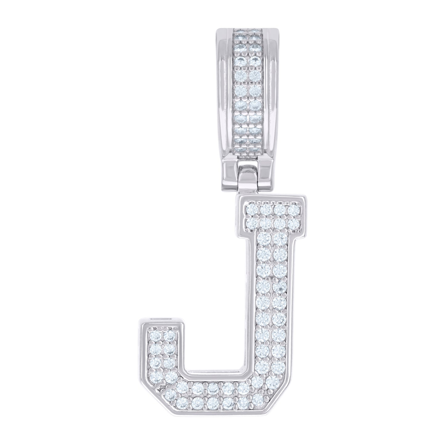 Sterling Silver Or Yellow-tone Unisex Cubic-Zirconia Initial Letter Charm Pendant