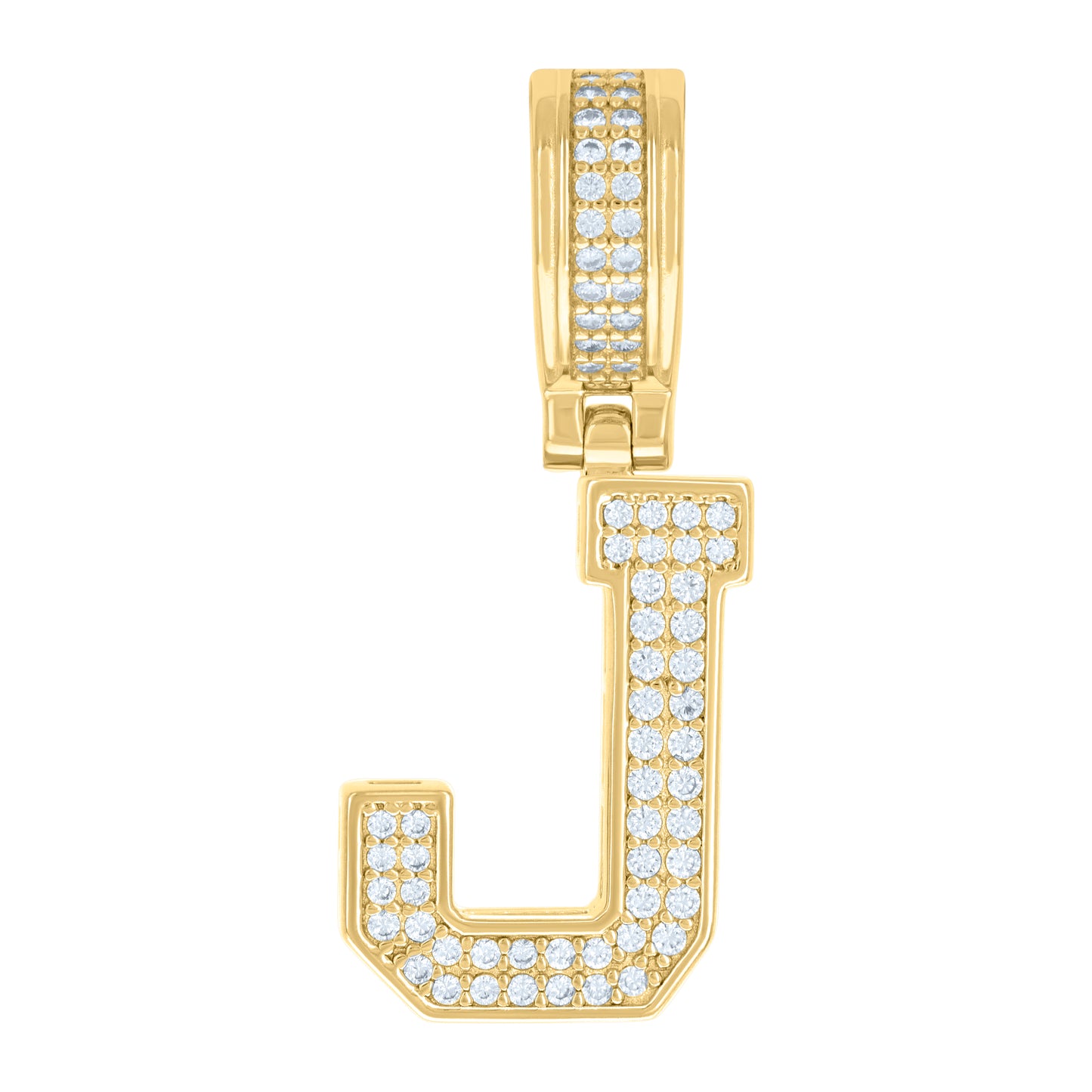Sterling Silver Or Yellow-tone Unisex Cubic-Zirconia Initial Letter Charm Pendant