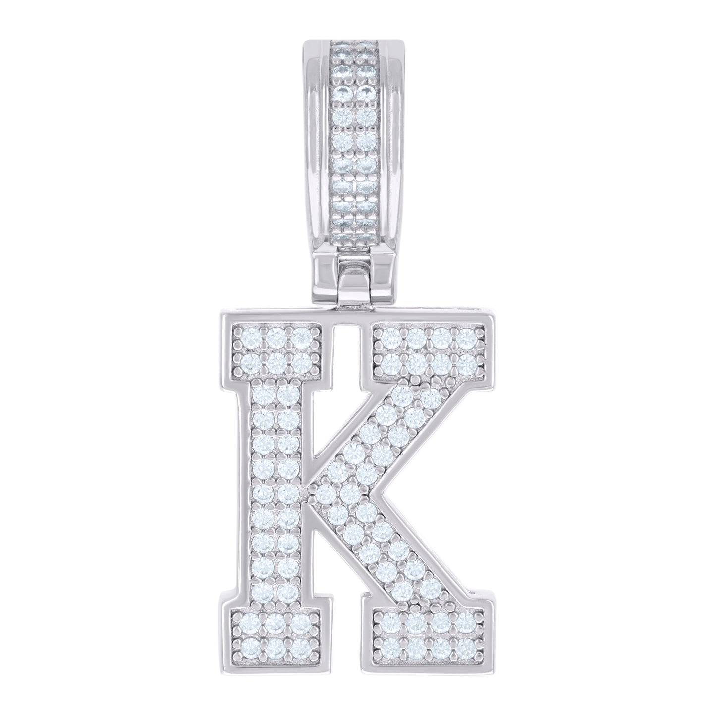 Sterling Silver Or Yellow-tone Unisex Cubic-Zirconia Initial Letter Charm Pendant