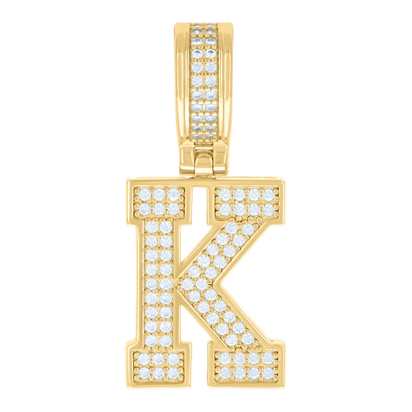 Sterling Silver Or Yellow-tone Unisex Cubic-Zirconia Initial Letter Charm Pendant