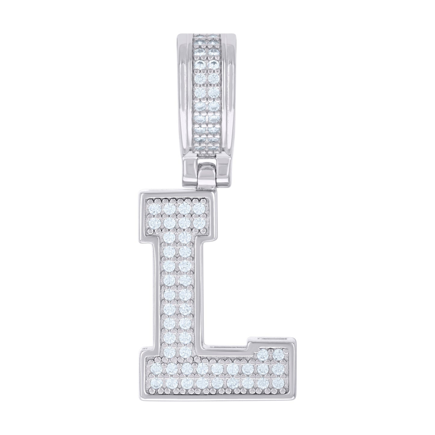 Sterling Silver Or Yellow-tone Unisex Cubic-Zirconia Initial Letter Charm Pendant