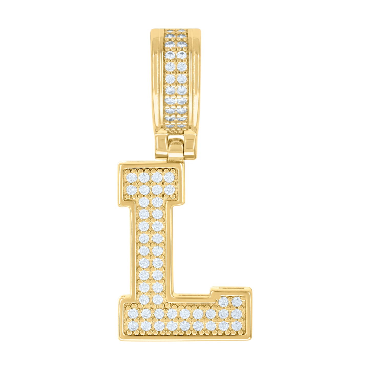 Sterling Silver Or Yellow-tone Unisex Cubic-Zirconia Initial Letter Charm Pendant