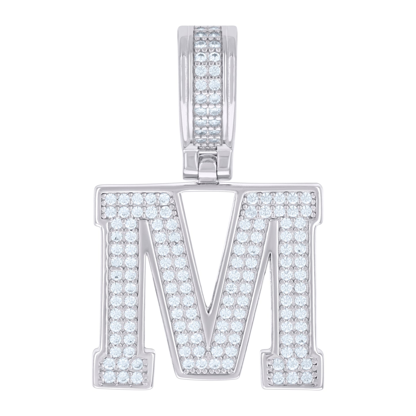 Sterling Silver Or Yellow-tone Unisex Cubic-Zirconia Initial Letter Charm Pendant