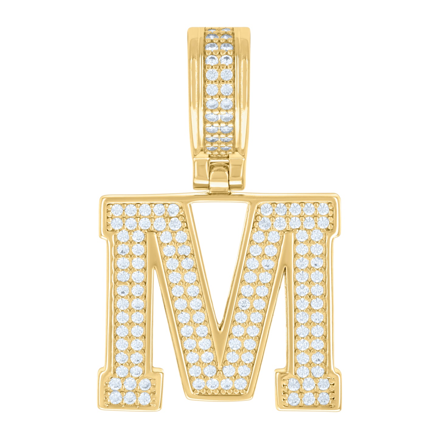 Sterling Silver Or Yellow-tone Unisex Cubic-Zirconia Initial Letter Charm Pendant