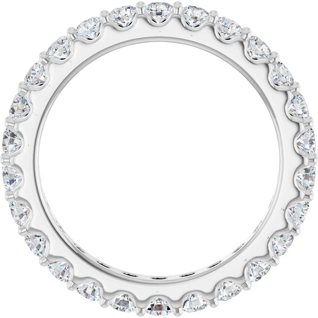 14K White Gold Round 2.5 Mm Si2-Si3, G-H Polished 1 1/2 Ctw Natural Diamond Eternity Band, Size 7