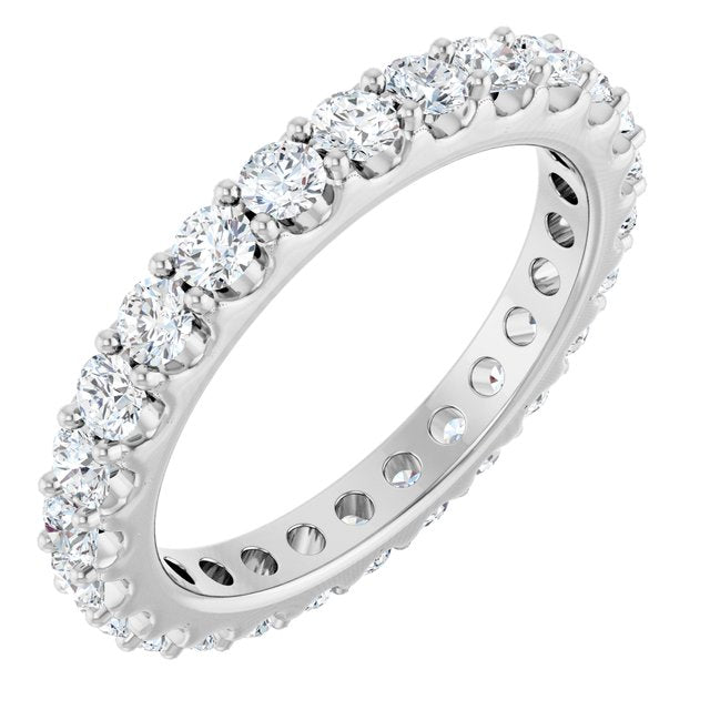 14K White Gold Round 2.5 Mm Si2-Si3, G-H Polished 1 1/2 Ctw Natural Diamond Eternity Band, Size 7