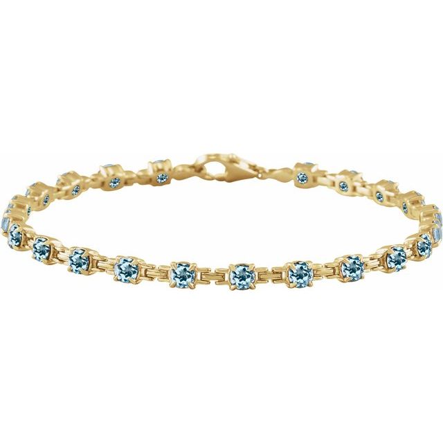 14K Yellow Or White Gold Round 3.5 Mm 7 1/4 In Polished Natural Gemstone Line Bracelet