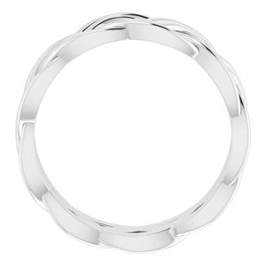 14K White Gold 7.99 Mm Polished Double Woven Design Band Size 10