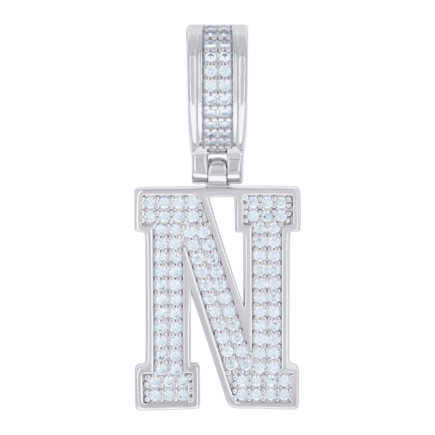 Sterling Silver Or Yellow-tone Unisex Cubic-Zirconia Initial Letter Charm Pendant