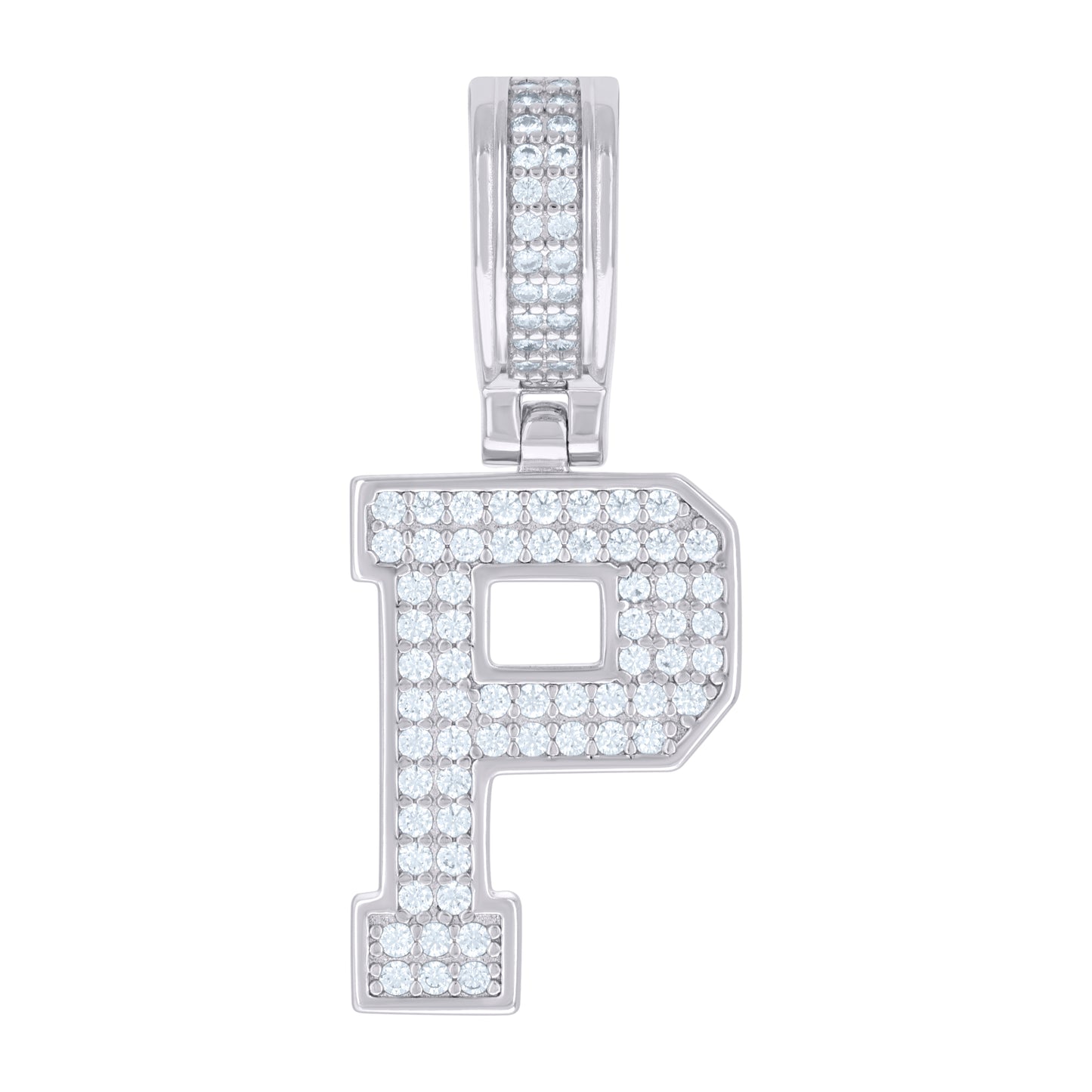 Sterling Silver Or Yellow-tone Unisex Cubic-Zirconia Initial Letter Charm Pendant