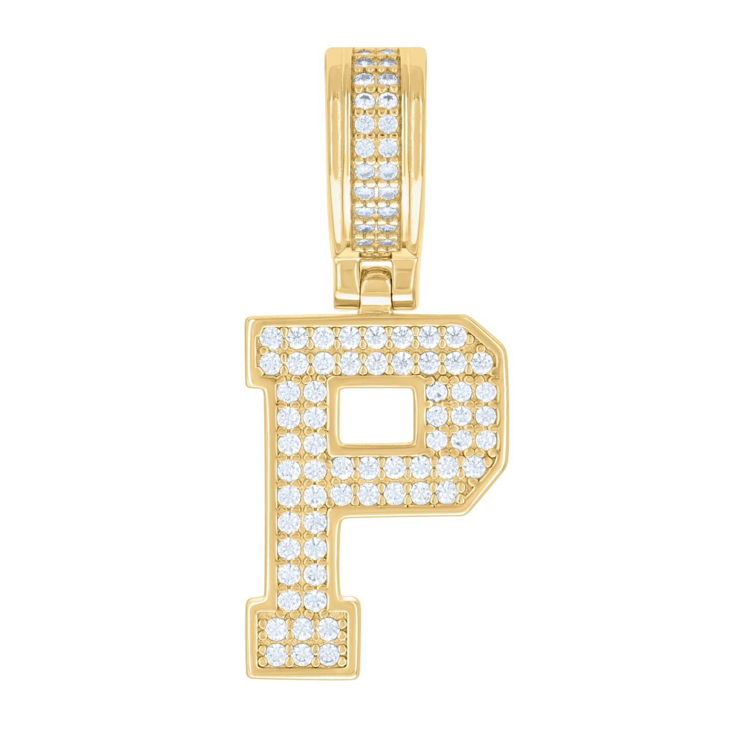 Sterling Silver Or Yellow-tone Unisex Cubic-Zirconia Initial Letter Charm Pendant