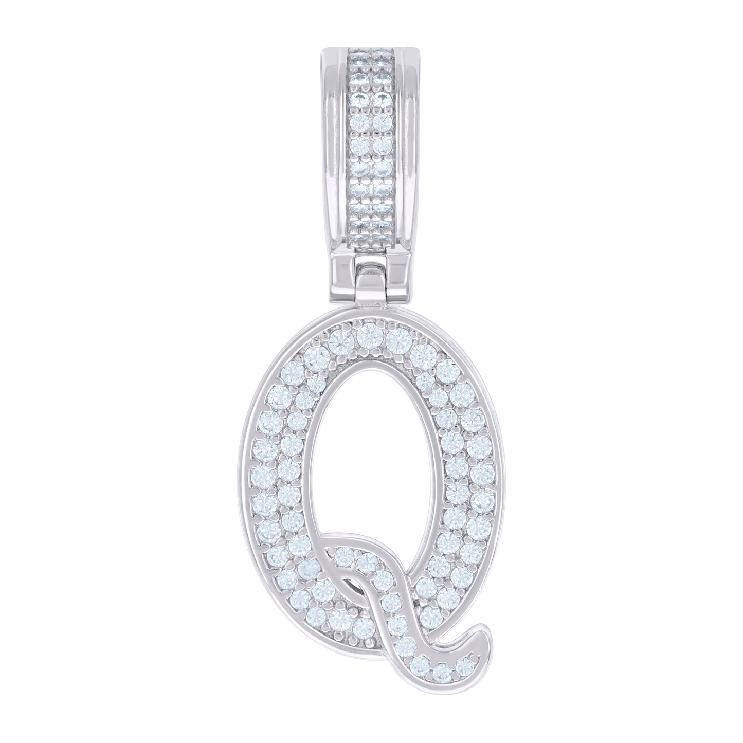 Sterling Silver Or Yellow-tone Unisex Cubic-Zirconia Initial Letter Charm Pendant