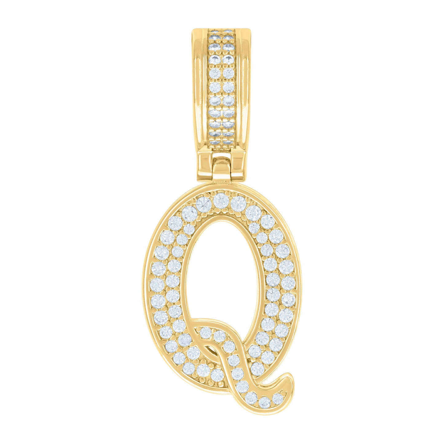 Sterling Silver Or Yellow-tone Unisex Cubic-Zirconia Initial Letter Charm Pendant