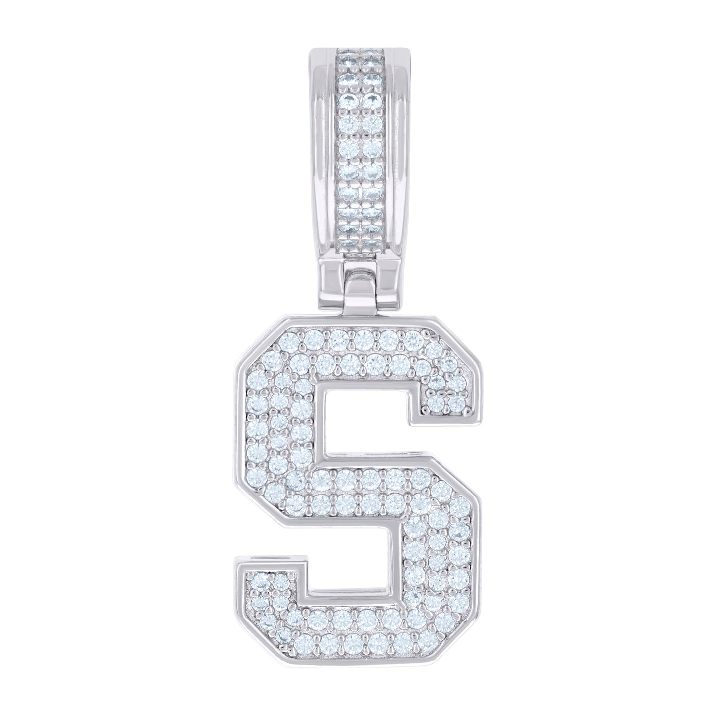 Sterling Silver Or Yellow-tone Unisex Cubic-Zirconia Initial Letter Charm Pendant