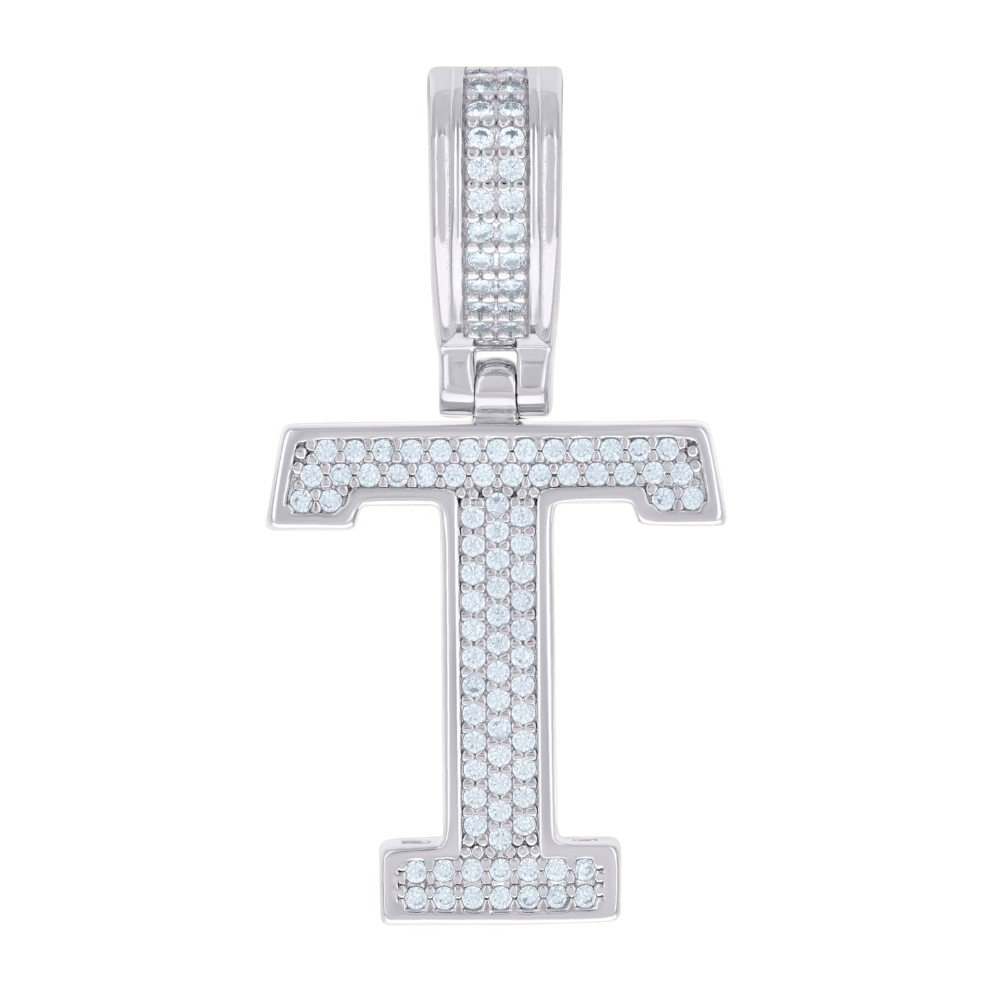 Sterling Silver Or Yellow-tone Unisex Cubic-Zirconia Initial Letter Charm Pendant