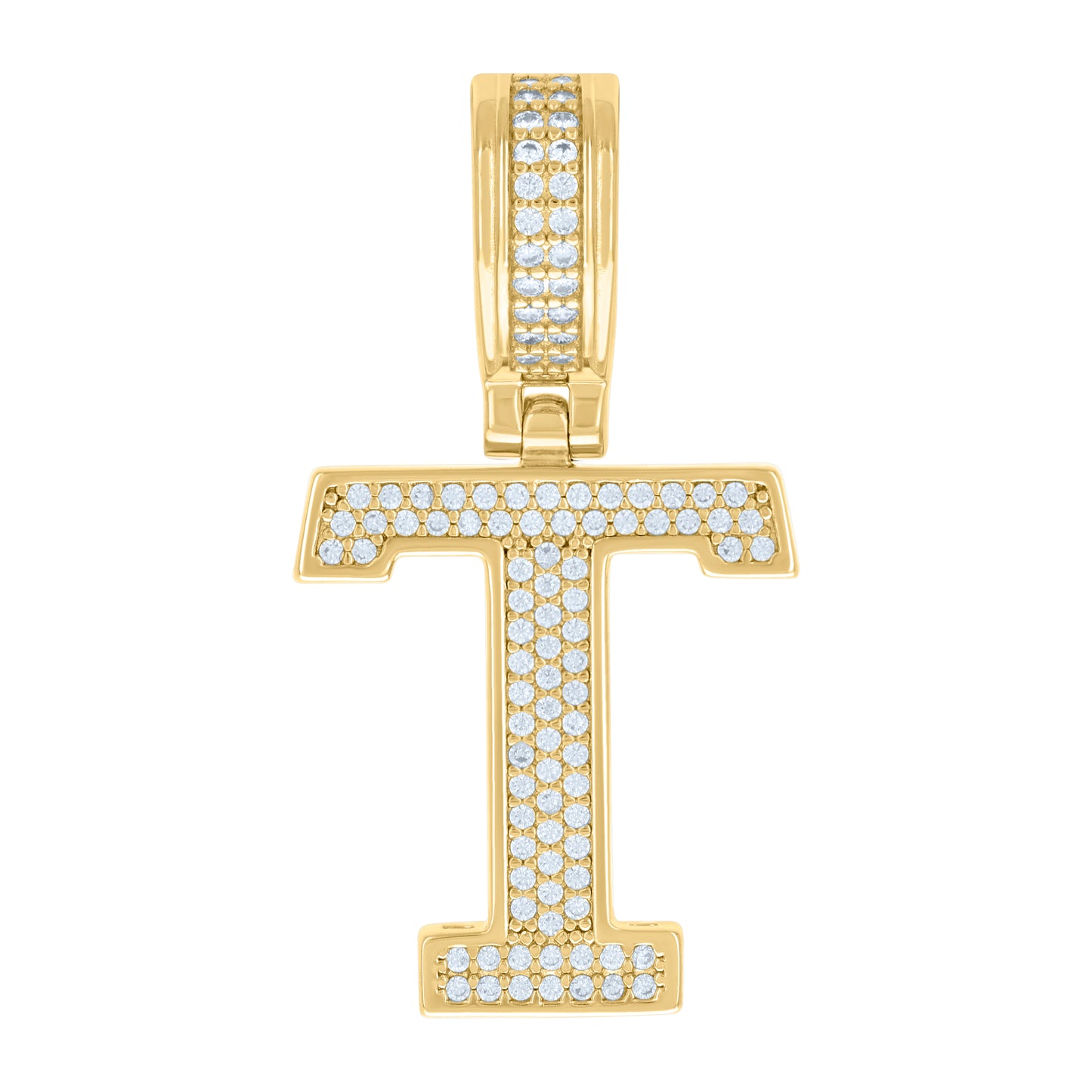 Sterling Silver Or Yellow-tone Unisex Cubic-Zirconia Initial Letter Charm Pendant