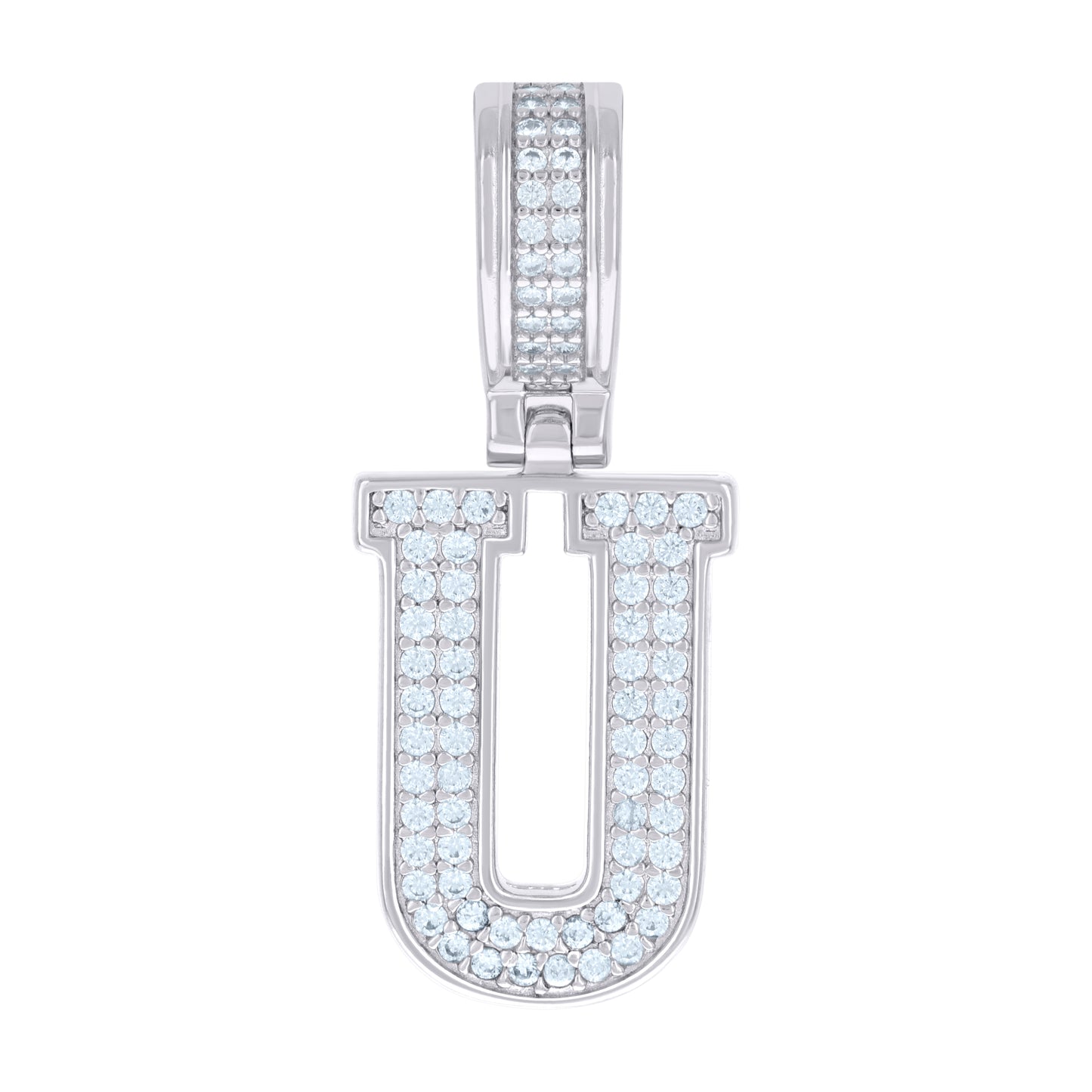 Sterling Silver Or Yellow-tone Unisex Cubic-Zirconia Initial Letter Charm Pendant