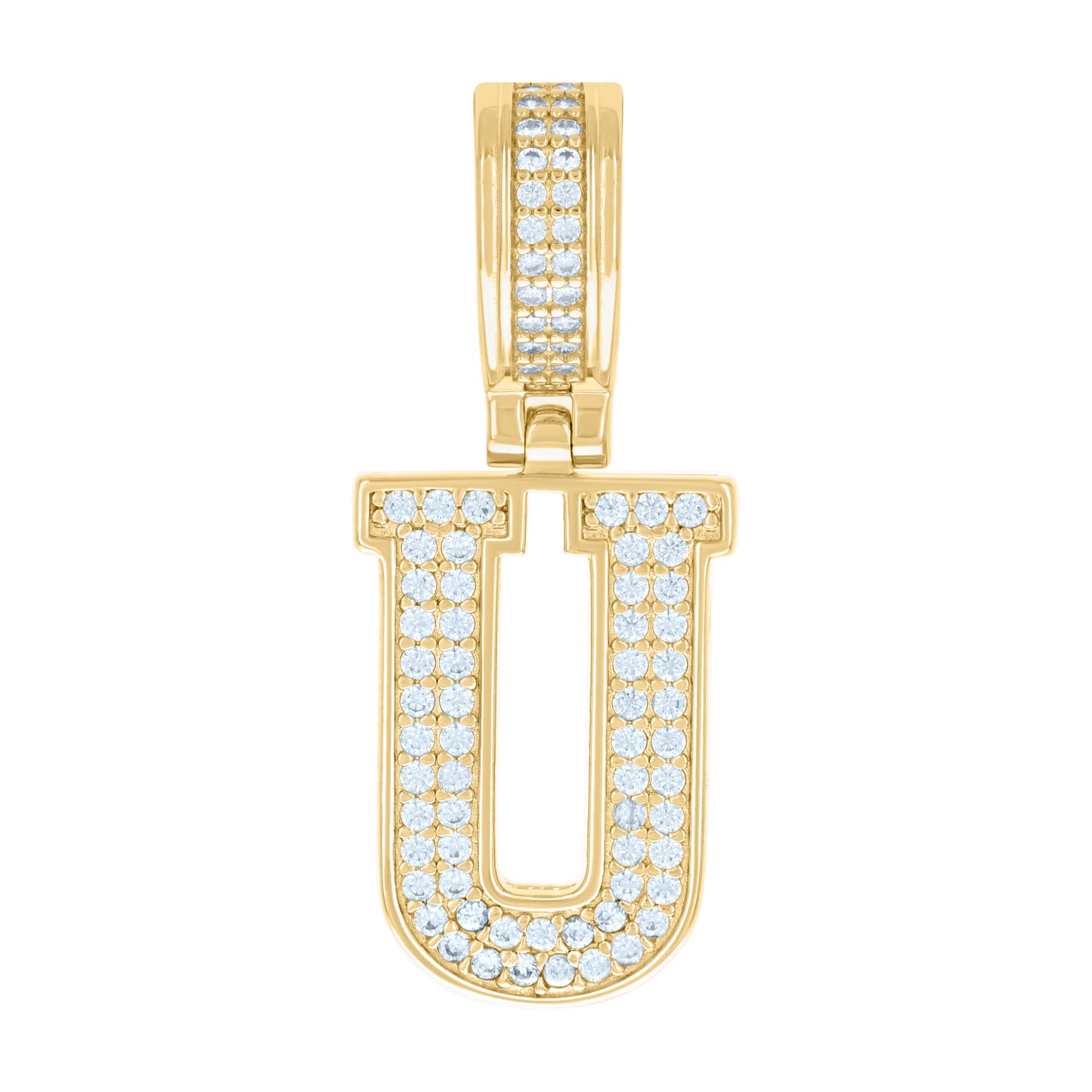 Sterling Silver Or Yellow-tone Unisex Cubic-Zirconia Initial Letter Charm Pendant