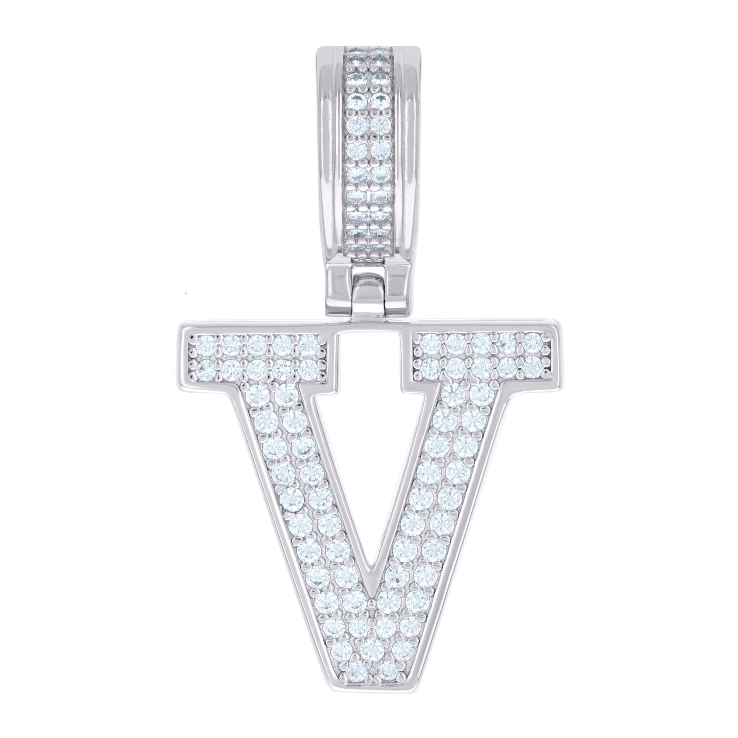 Sterling Silver Or Yellow-tone Unisex Cubic-Zirconia Initial Letter Charm Pendant