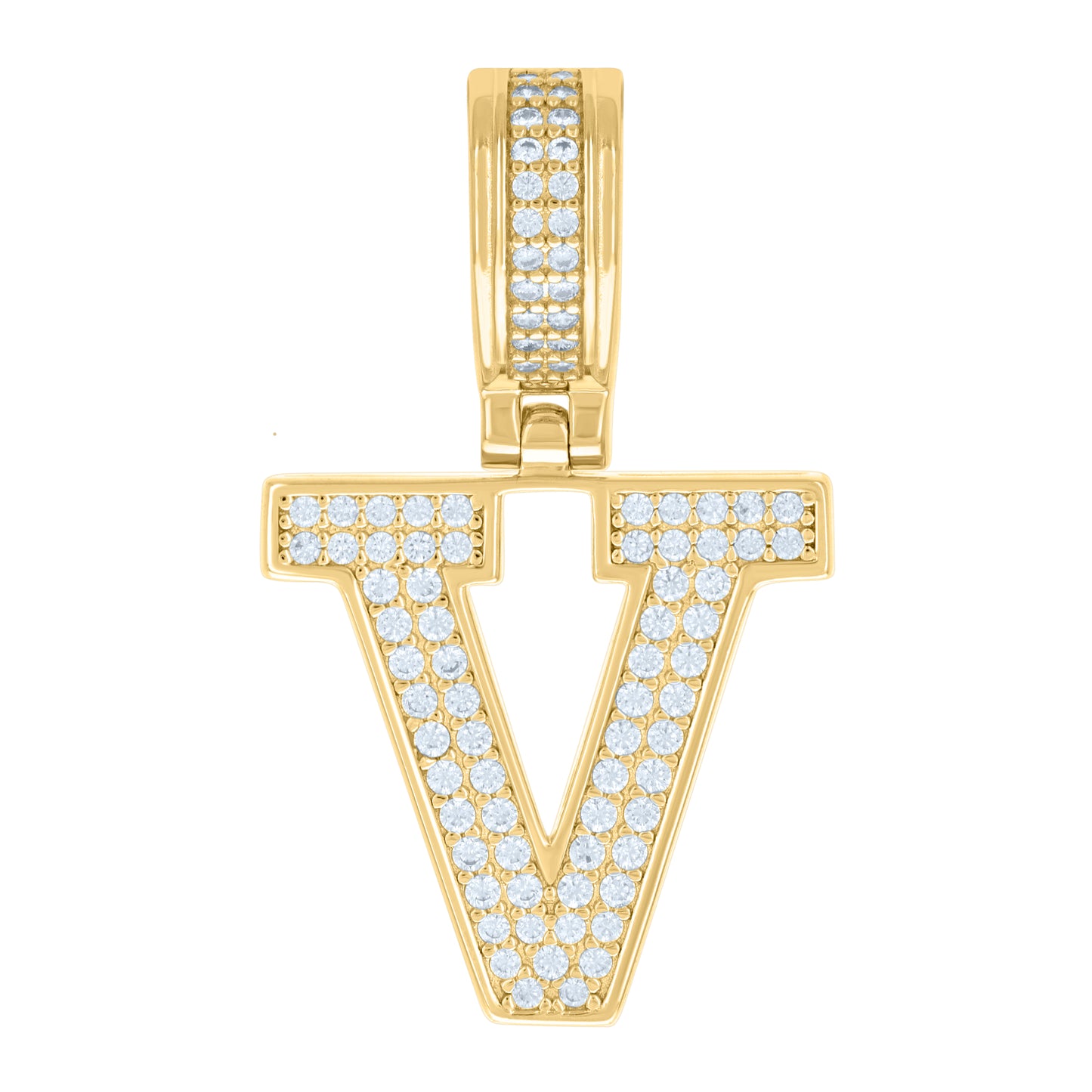 Sterling Silver Or Yellow-tone Unisex Cubic-Zirconia Initial Letter Charm Pendant