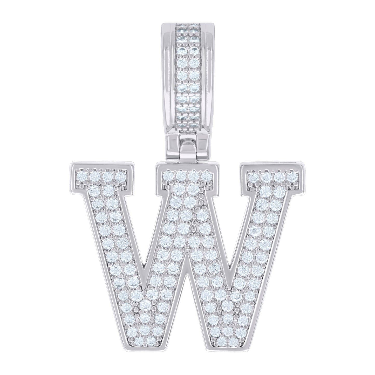 Sterling Silver Or Yellow-tone Unisex Cubic-Zirconia Initial Letter Charm Pendant