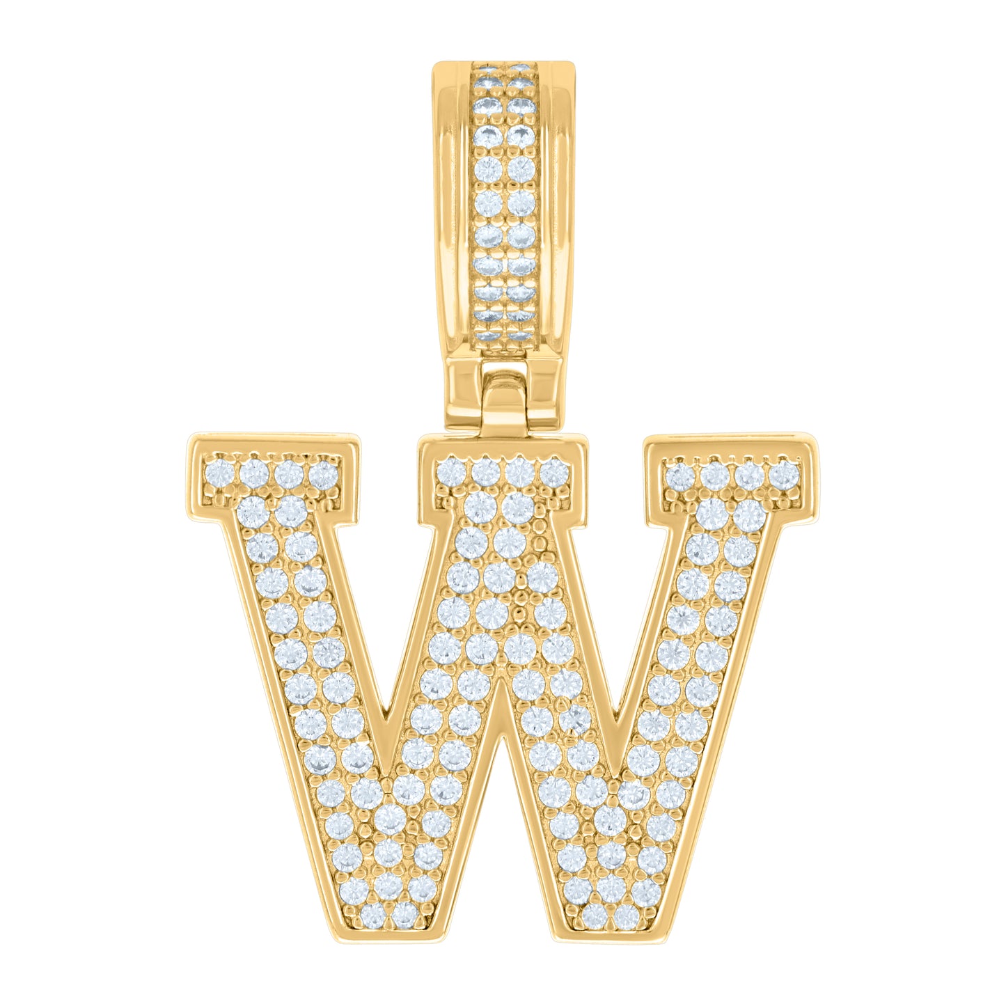 Sterling Silver Or Yellow-tone Unisex Cubic-Zirconia Initial Letter Charm Pendant