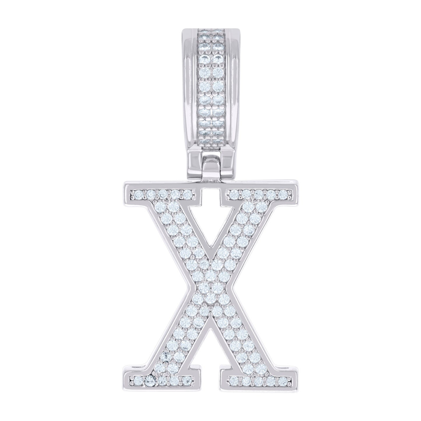 Sterling Silver Or Yellow-tone Unisex Cubic-Zirconia Initial Letter Charm Pendant