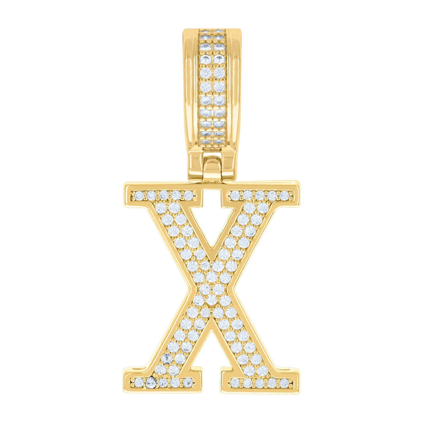 Sterling Silver Or Yellow-tone Unisex Cubic-Zirconia Initial Letter Charm Pendant