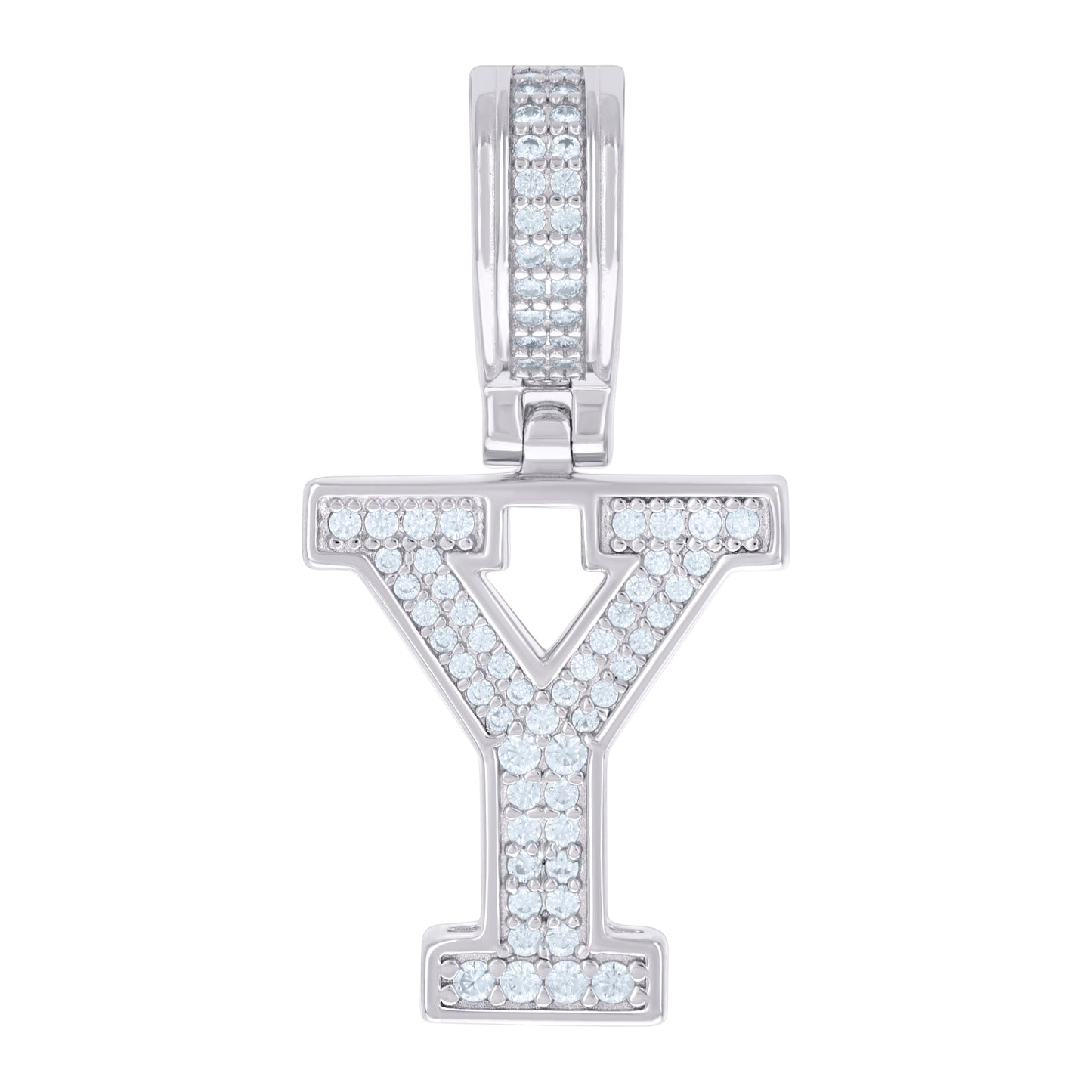 Sterling Silver Or Yellow-tone Unisex Cubic-Zirconia Initial Letter Charm Pendant