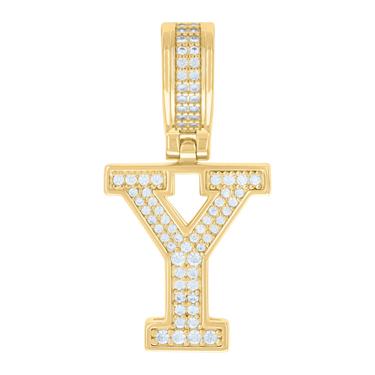 Sterling Silver Or Yellow-tone Unisex Cubic-Zirconia Initial Letter Charm Pendant