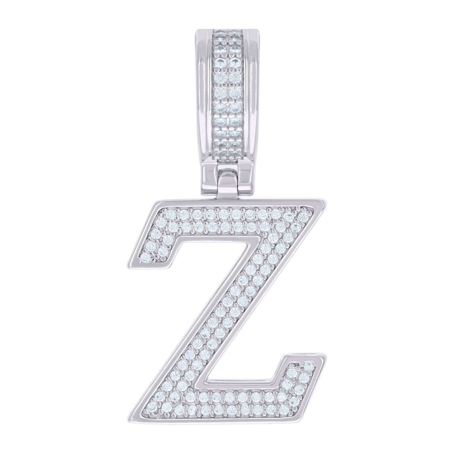 Sterling Silver Or Yellow-tone Unisex Cubic-Zirconia Initial Letter Charm Pendant