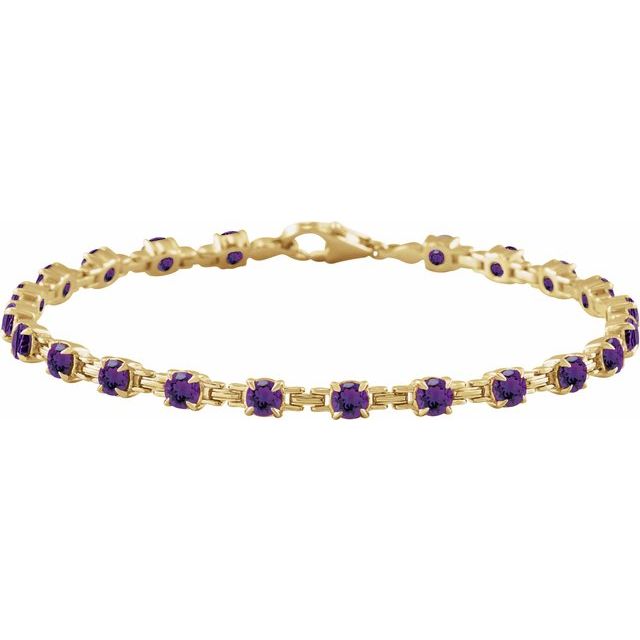 14K Yellow Or White Gold Round 3.5 Mm 7 1/4 In Polished Natural Gemstone Line Bracelet