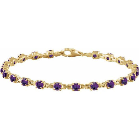 14K Yellow Or White Gold Round 3.5 Mm 7 1/4 In Polished Natural Gemstone Line Bracelet