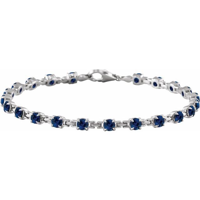 14K Yellow Or White Gold Round 3.5 Mm 7 1/4 In Polished Lab-Grown Gemstone Line Bracelet
